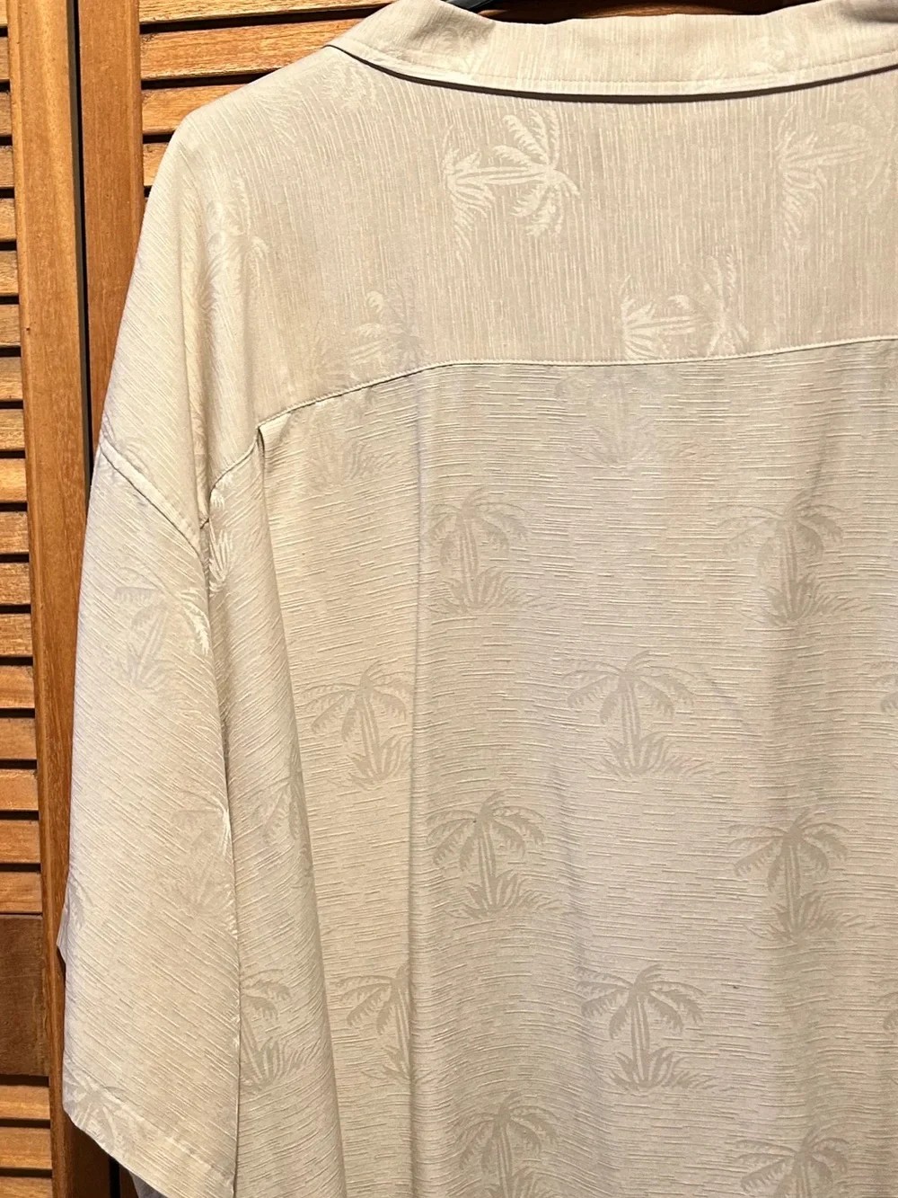 George Foreman Beige Palm Tree Print Hawaiian Camp Shirt